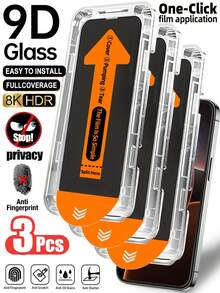 CASECOPS 3片裝隱私鋼化玻璃螢幕保護貼，一鍵無塵安裝，相容 iPhone 17 Pro Max/17 Pro/17/16 Pro Max/16/15 Pro/14/13/12/11/X/E/Plus/Mini 系列，3D 曲面全覆蓋，9H 防刮防震防偷窺膜，高靈敏度，防指紋，防油污，相容手機殼 - 防窺3片 - 查看 22