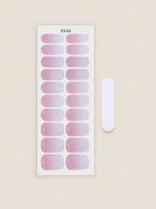 20 miếng dán móng tay gel bán khô, chất lượng salon, bền lâu, dễ dán và gỡ bỏ, cần đèn UV để làm khô. - Màu Hồng baby - Xem 3