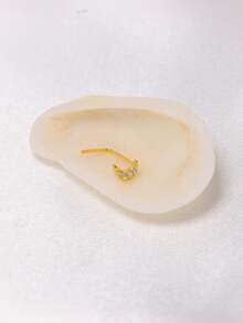 1件 24G 925纯银新月形鼻环/鼻钉，L形镀金鼻圈/穿孔饰品，男女皆宜 - 金色 - 查看 9