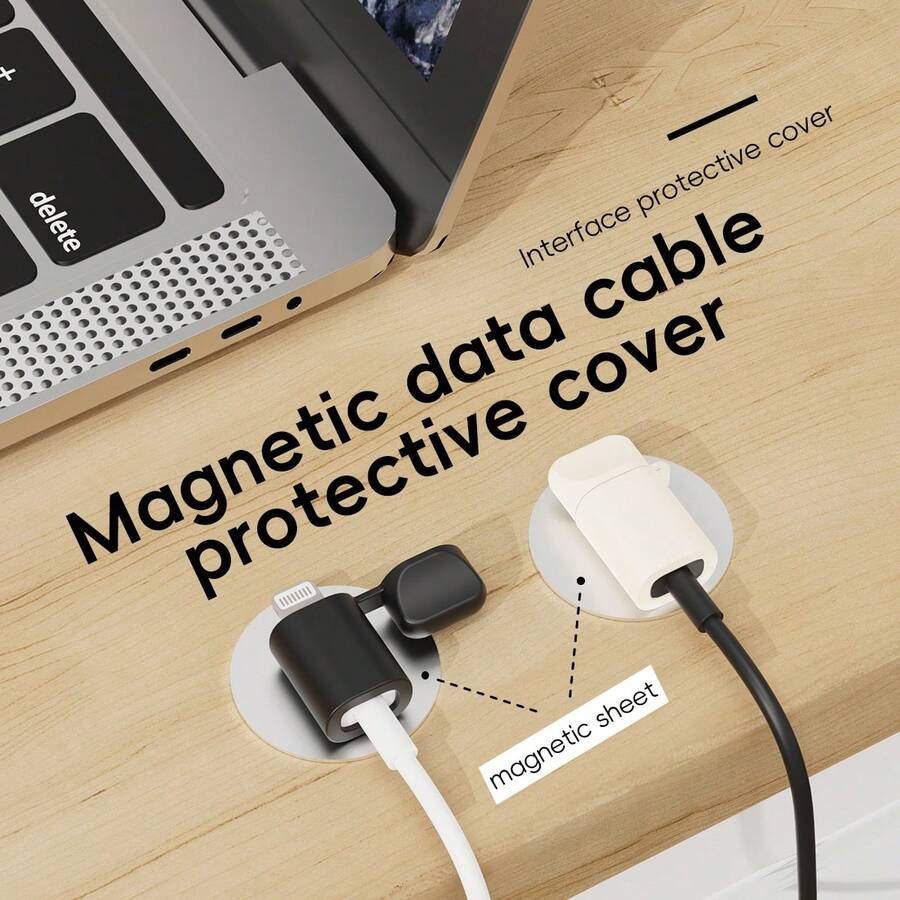 2件套磁吸式线缆整理器，桌面充电线收纳架，数据线和耳机线管理配件 - 彩色 - 查看 1