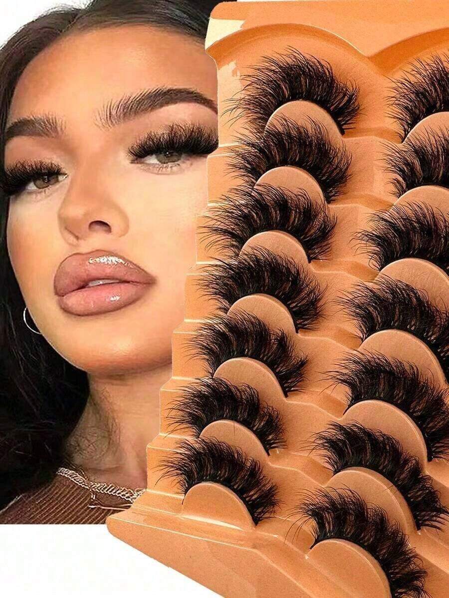 7 Pairs Dramatic False Eyelashes, 3D Faux Mink Lashes, Full Strip Lashes, Natural Looking Lashes, Fluffy And Thick Lashes, Thin Line Lashes, Cat Eye Lashes Strip Lashes,Lashes,Eyelashes,Fake Lashes