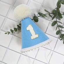 1pc 1st Birthday Party Hat, First Birthday Party Headpiece, 1 Year Old Birthday Hat, Blue Green Pink Brown Birthday Cap, For 1 Year Old Birthday Photo Decoration, Birthday Gift, Photo Prop, 1st Birthday Party Decor - Multiple Styles - View 11