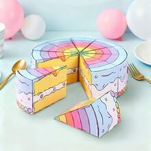 10pcs Blue And Pink Triangular Cake-Shaped Gift Boxes With Ribbon | Rainbow Pattern Paper Square Gift Boxes, Birthday Party Favor Boxes, Birthday Party Decorations, Wedding Bride, Baby Shower Party Supplies, Table Decoration, Birthday Party Favors - View 6