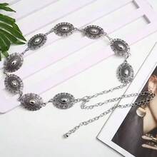 1pc Women's Metal Filigree Boho Style - Silver Large Flower Waist Chain - View 1