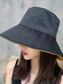 多功能双面纯色渔夫帽，女士时尚帽，大帽檐防晒，适合春夏、通勤、海滩、度假等场合。 - 彩色 - 查看 6