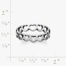 925银双排镂空心形戒指 - 銀色 - 查看 2