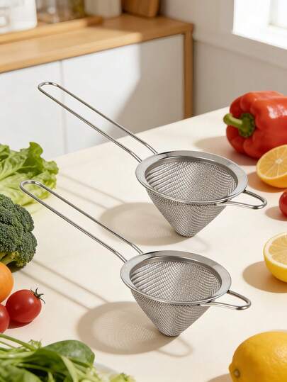 1/2pcs Stainless Steel Funnel - Conical Design For Perfect Juice And Beverage Filtration, Essential Accessory, Great For Making Lemonade, Mint Drinks, Bartender Cocktail Straining, Flour Sifting, Fishing Bait