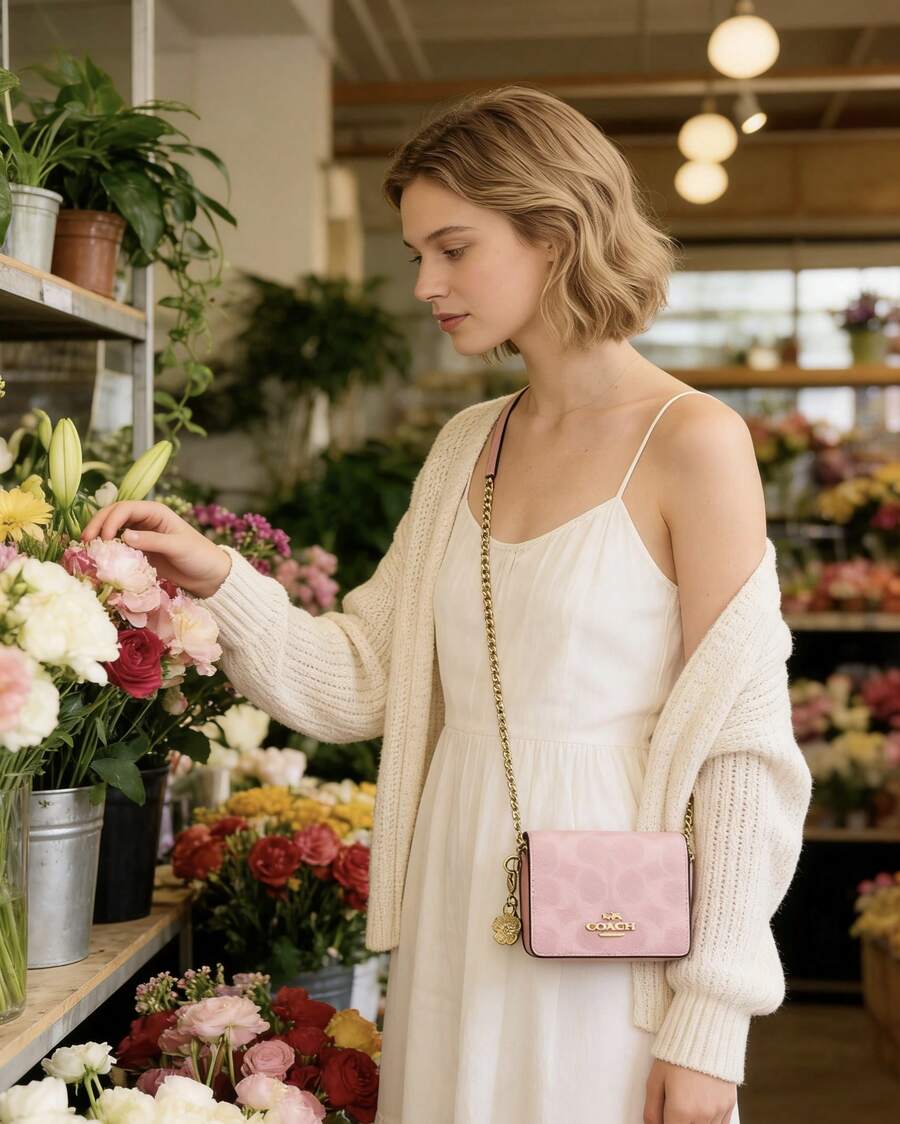 Coach Chain 7 Mini Crossbody Bag For Women Small Satchel Purses With Chain Strap Flap Shoulder Bag - Pink - View 1