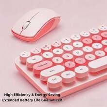 MOFII I Bean 2.4G Wireless Silent Keyboard And Mouse Set, Macaron Retro Round Keycaps, Feminine Style, Office Keyboard Compatible With PC Laptop, Battery Not Included - View 7