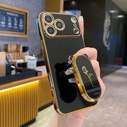 1 pieza Funda de teléfono con orejas de oso con flor de rosa, diseño antideslizante con borde enchapado, compatible con iPhone 17 Pro Max/16/15/14/13/12/11, Galaxy A57/A37 A55 5G, A35/A15, Honor X7D/X9D 400 400 Lite, Moto, teléfonos, dispositivos