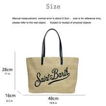 European And American  Beach Straw Bag, Travel And City Straw Bag, European And American Large Capacity Woven Shoulder Bag - kiểu chiếu rơm - Xem 4