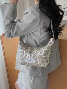 Fashionable Leopard Print Underarm Bag, Lightweight Versatile Shoulder Handbag, New Spring Collection - Silver - View 3