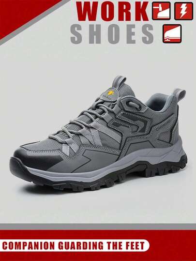 男士钢头安全鞋，防滑休闲运动鞋，适合日常穿着，仓库、园艺、锻造车间、户外作业、建筑工地等场所，室内/室外抗冲击安全鞋，户外探险徒步鞋，稳定减震运动跑鞋