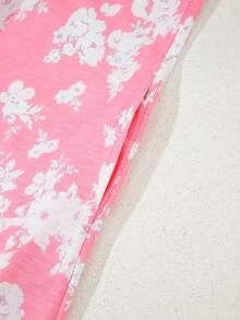 Bộ áo liền quần không tay dáng rộng in hoa màu hồng thanh lịch - Hồng - Xem 9