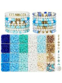 1760 件聚合物粘土珠子手链制作套件，适用于 DIY 珠宝、工艺品和礼品、珠宝制作珠子 - 藍色人魚款 - 查看 11