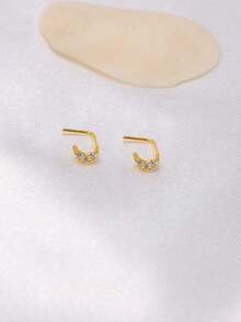 1件 24G 925纯银新月形鼻环/鼻钉，L形镀金鼻圈/穿孔饰品，男女皆宜 - 金色 - 查看 4