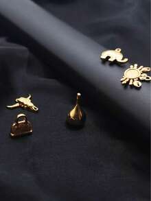 1 pieza Colgante de collar de estilo casual de acero inoxidable chapado en metal, adecuado para uso diario - Amarillo Oro - Ver 5