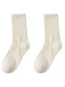 1/5 Đôi tất dài đến bắp chân màu be trơn | Độ co giãn cao, thiết yếu cho mọi mùa - Rượu sâm banh - Xem 4