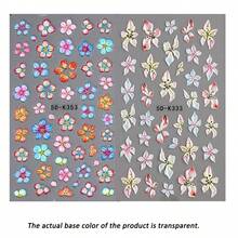 5D Embossed Gradient Floral Nail Stickers, Includes Self-Adhesive Leopard Print, Lily, Hibiscus, Butterfly Patterns, Suitable For Decorating Acrylic Floral Nail Art, Ideal For Spring And Summer - Multicolor - View 12