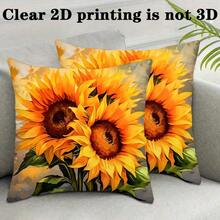2pcs Sunflower Floral Pattern Pillow Covers, Soft & Comfortable Polyester Cushion Covers, 45x45cm, Zipper Closure, Machine Washable, Suitable For Home Decor, Sofa, Bedroom, Outdoor Decoration (Pillow Insert Not Included) - Multicolor - View 6