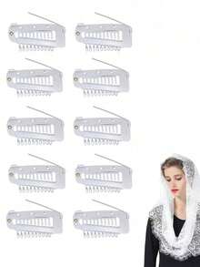 50个/20个/15个/10个/6个/3个 热销发夹 帽子头纱围巾固定夹 假发发片弹性BB夹 - 銀色 - 查看 1