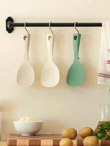1pc Silicone Rice Spoon With Stand, Suitable For Rice Cooker, Pot And Frying Pan, Heat-Resistant Non-Stick Rice Spoon, Ergonomic Handle And Hanging Hole, Easy To Clean, Heat-Resistant Up To 350°F, Dishwasher , Multiple Colors Available, Kitchen Supplies, Home Decor, Suitable For Women, Men And Family Use As Gift - Multicolor - View 5
