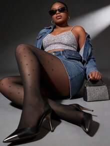 1双90克女士春秋季丝袜，黑色性感透明长袜，秋冬加厚保暖打底裤/连裤袜，冬季工作商务紧身裤（适合10-25℃） - 黑色 - 查看 4