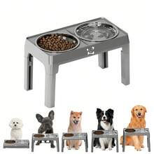 1pc Adjustable Height Elevated Dog/Cat Bowl Stand, Non-Slip Pet Food Water Feeder, Suitable For Small/Medium/Large Dogs - 2800ml Double Bowl Large Capacity - View 6