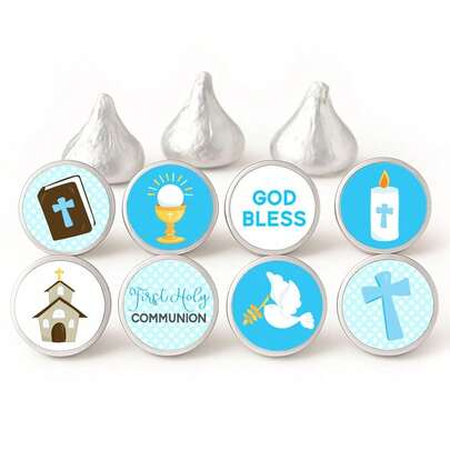 10 sets/90 piezas Etiquetas de chocolate de beso de primera comunión de papel, producidas por Adore By Nat - Etiquetas de caramelos para regalos de fiesta