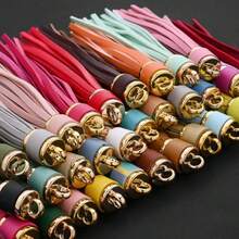 8pcs/5pcs Multicolor PU Leather Tassel Pendant | Random Color Bag Charm With Gold Clasp | Keychain & Bag Accessory For Purse & Backpack - Multicolor - View 1