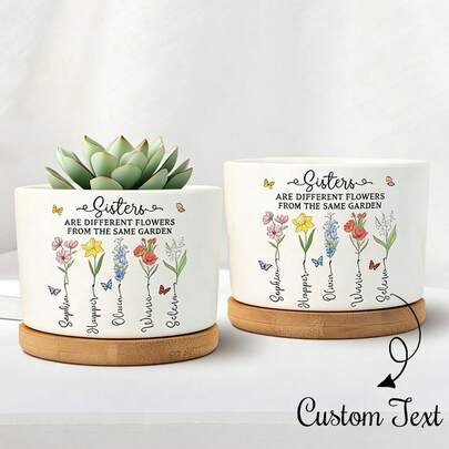 Mother's Day Plant Potted, Personalized Birth Flower Mini Potted Plant, Grandma's Garden Potted Plant, Perfect Gift For Mom And Grandma, Home Floral Plant Potted