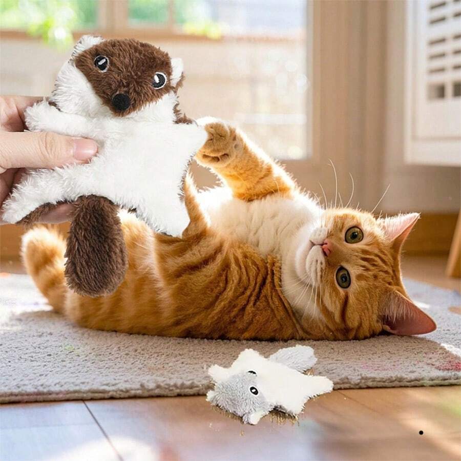 柔软亲肤材质，棕白动物造型，满足宠物玩耍天性，适合家庭娱乐 - 彩色 - 查看 1