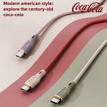 Coca-Cola C-1 USB C To C Fast Charging Cable, 60W High-Speed Charger Cord With Smart Chip, & Leak-Proof Design, Compatible With Laptop, Tablet, Phone, Switch - Olive Green - View 4