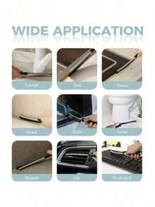 1个硬毛缝隙清洁刷，多用途缝隙清洁刷，适用于洗衣、浴室、厨房、瓷砖缝隙、窗槽等家居清洁 - 合金黑色手柄 - 查看 9