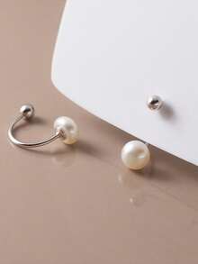 1 Pair S925 Sterling Silver Geometric Ball Stud Earrings For Women, Minimalist Elegant Screw-Back Earrings, Luxury Versatile Earrings For Gatherings - Beads - View 3