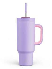 Cốc 40 Oz Có Quai Và Ống Hút, Cốc Cách Nhiệt Chống Rò Rỉ 100% Có Nắp Và Ống Hút, Cốc Du Lịch Bằng Thép Không Gỉ, Giữ Lạnh Trong 34 Giờ, Thân Thiện Với Giá Để Cốc Trên Xe Hơi - Nhiều màu - Xem 27
