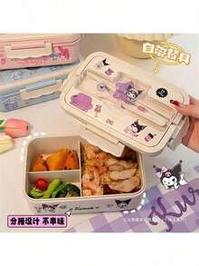 SANRIO 1件Hello Kitty授权Melody & Cinnamoroll大容量卡通午餐盒套装，附赠DIY贴纸，可爱Kuromi微波炉便当盒 - 可爱餐食准备容器 - 彩色 - 查看 5