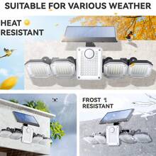 Outdoor Solar Lamp, 300 LED 7000K Motion-Sensing Outdoor Lamp (With Remote Control), 5 Adjustable Lamp Heads Safety Lamp, IP65 Waterproof LED Floodlight, Suitable For Garages, Courtyards, Gardens - 300LED - 查看 6