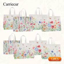 CARRIECUR Túi tote vải không dệt tái sử dụng, túi mua sắm in hình bướm vườn màu nước, túi quà tặng nhẹ, tiện dụng cho đám cưới, tiệc cưới, sinh nhật, tiệc mừng em bé, dã ngoại, đi biển và sử dụng hàng ngày, 4 kiểu dáng khác nhau. - Xem 7