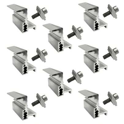 Fixador Grampo Final End Clamp Regulável  Linha C Placa Painel Solar Alumínio e Inox | Perfil Master | Kit 08 Un