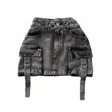 Women's Street Style Denim Mini Skirt, Harajuku Retro Gothic Style, Multi-Pocket Super Short Sexy Mini Skirt. Casual, Simple, Retro, Elegant, And Versatile, Suitable For Commuting, Everyday Wear, Casual Wear, Suitable For Dates, And Perfect For Graduation Season. - 1 - View 10