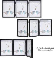 Portaretratos con Bisagras de 4x6 Pulgadas, Marcos para Fotos con 3 Aberturas, Marcos para Cuadros Vertical, Exhibición Escritorio para Oficina, Hogar, Negro - negro-3 - Ver 6