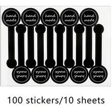 100pcs/10sheets Handmade Stickers, Black Pudding Stickers For Baking, Handmade Sealing, Round Head Thank You Decorative Non-Adhesive Stickers - Multicolor - View 10