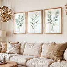 Wall Decoration Poster, Light Green Eucalyptus And Olive Branch Canvas Artwork, Minimalist Art Print, Distinctive And Imaginative Wall Decor, Ideal Embellishment For Living Room And Bedroom Home Decor Optional Frame - Multicolor - View 2