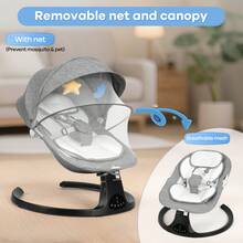 Electric Baby Swing,Baby Bouncer,Electric Cradle With Music,5Speed Auto Swing,3Position Adjustable Seat,10 Lullabies,Dual Power,Newborn - Grey - View 6