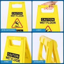 WOUSEDO 1-Pack Caution Wet Floor Sign,17.5" Height,Bright Yellow Double-Sided Folding A-Shaped Frame Design, Bilingual Caution Message - ColorA - View 5