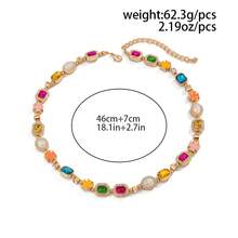 2件套复古奢华多色水晶十字架吊坠项链手链套装，男士日常配饰，理想礼物 - 金色 - 查看 5