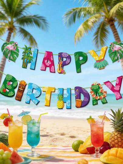 2 chiếc banner sinh nhật kiểu Hawaii, banner Chúc mừng sinh nhật Hawaii, banner sinh nhật chủ đề chim hồng hạc và lá cọ Aloha | Trang trí tiệc mùa hè nhiệt đới, trang trí tiệc sinh nhật kiểu Hawaii, thích hợp cho tiệc bãi biển mùa hè và trang trí treo trong nhà/ngoài trời.