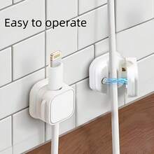 6pcs Magnetic Cable Organizer, No Drilling Required, Cable Clips & Storage Sockets, Self-Adhesive Wire Clips, Nail-Free Cable Management - White - View 12