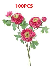 1支/3支仿真牡丹花，丝绸茶玫瑰花苞，小巧逼真的大丽花，家居装饰，小型野花批发，适用于婚礼宴会餐桌中心装饰 - 玫紅色 - 查看 9